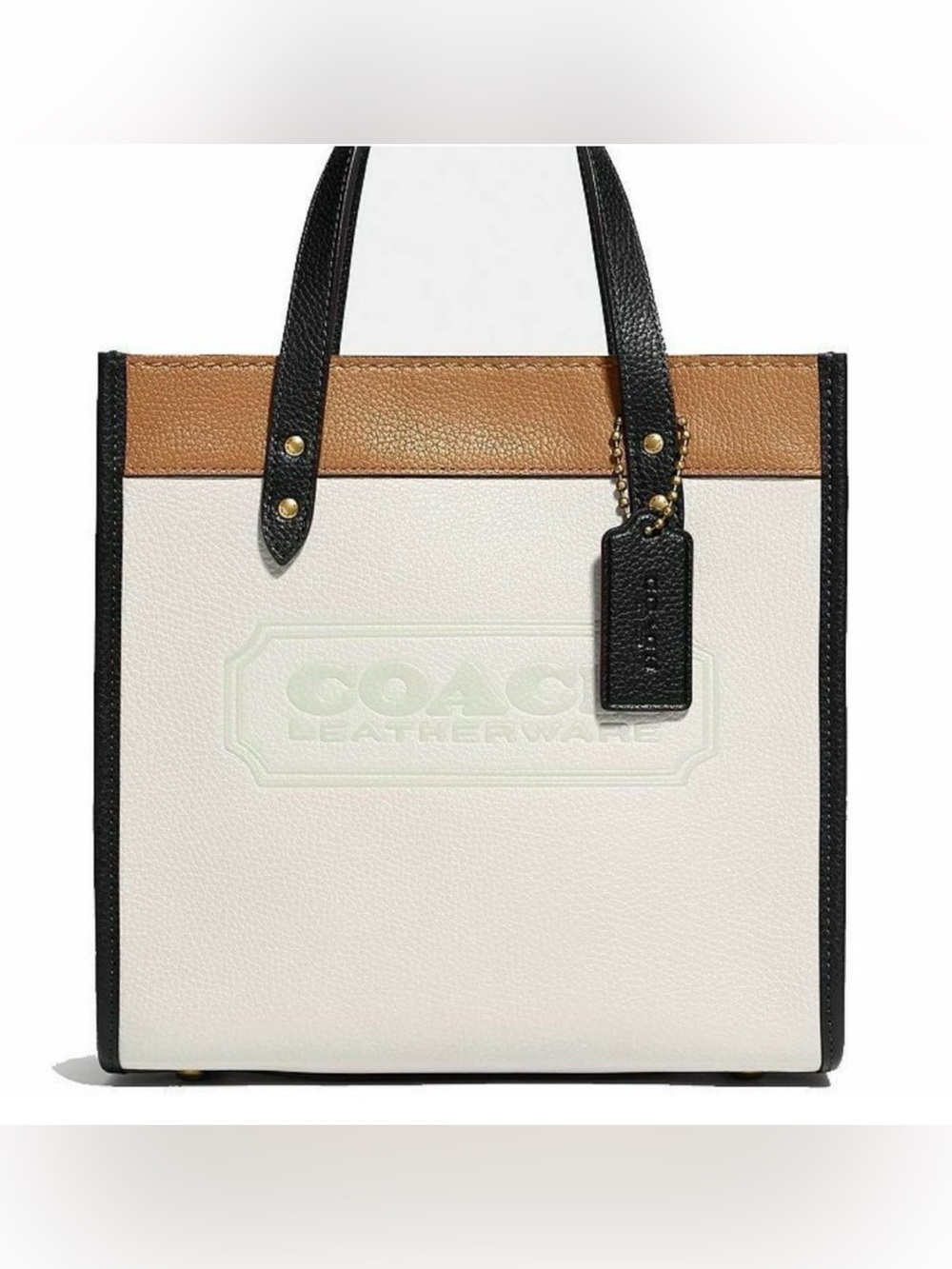 Coach Field Chalk/Brass In Colorblock Leather With Coach Badge